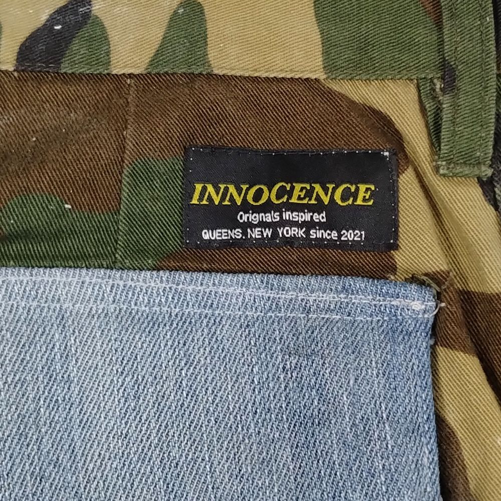 INNOCENCE NYC イノセンス ダメージ ペイント 加工 迷彩×デニム カーゴ