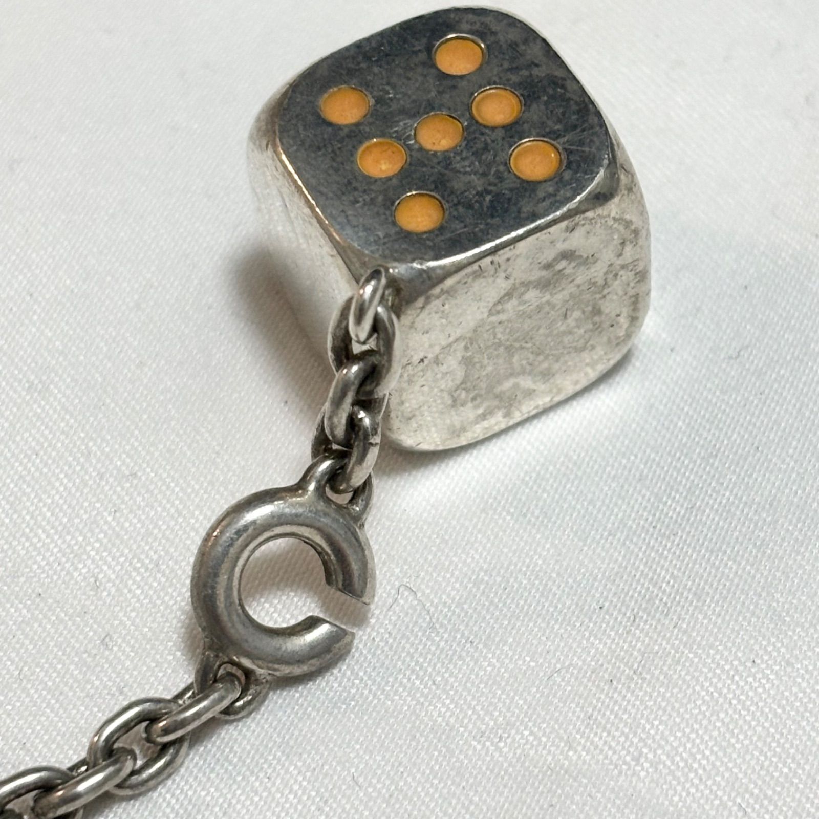  Hermes エルメス ダイスHマークチャーム サイコロ キーホルダー キーリング シルバー925 品 キーホルダー キーリング 小物