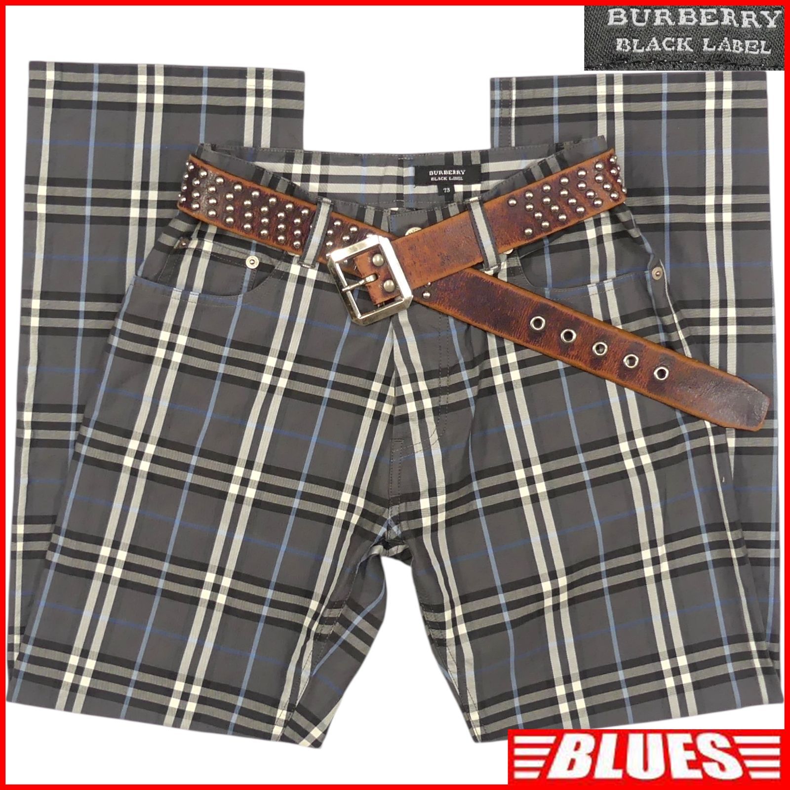 BLACK LABE バーバリーブラックレーベル スラックス ノバチェック パンツ W 29 メンズ 73 廃盤 グレー バーバリー_ウエスト72 cm以下一覧 SEULB屋着古 TY 4212