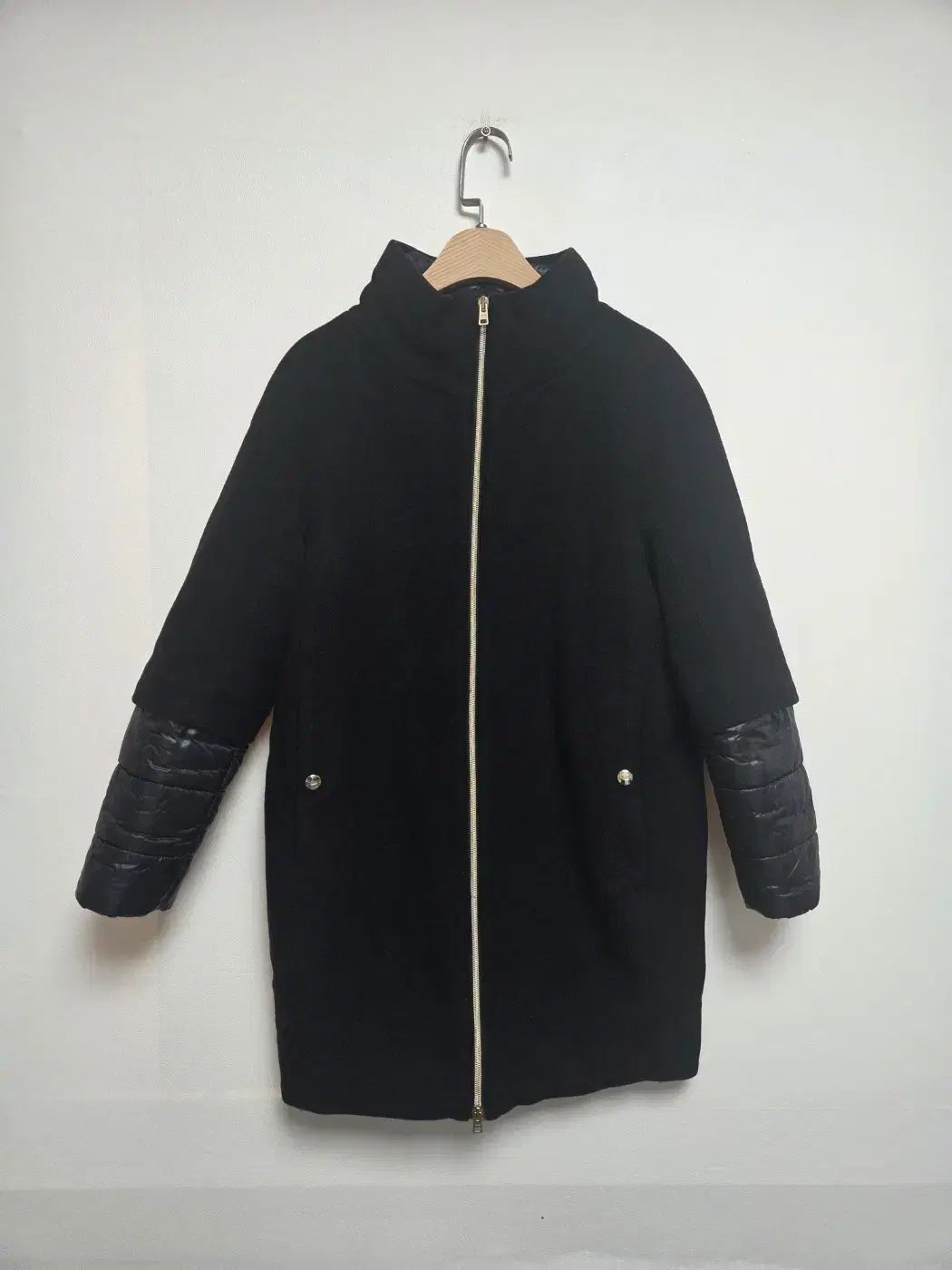 エルノ キッズ ダウン レイヤード ウール コート ブラック 12 A