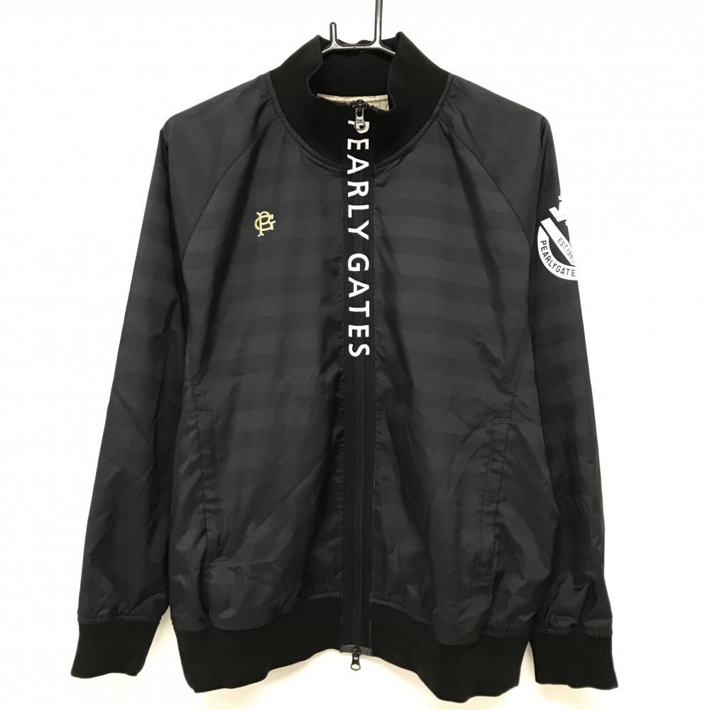 美品】パーリーゲイツ ジャケットブルゾン 黒 蓄熱裏地 ボーダー地模様