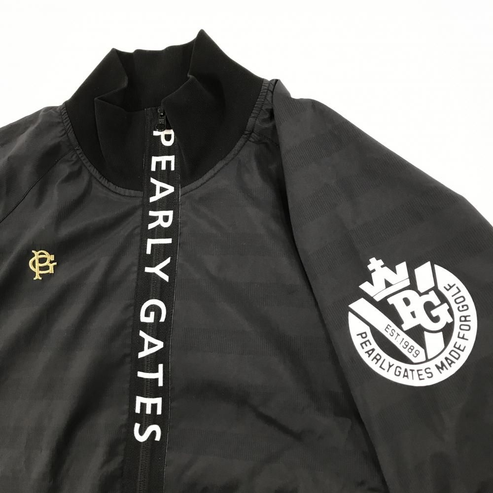 美品】パーリーゲイツ ジャケットブルゾン 黒 蓄熱裏地 ボーダー地模様