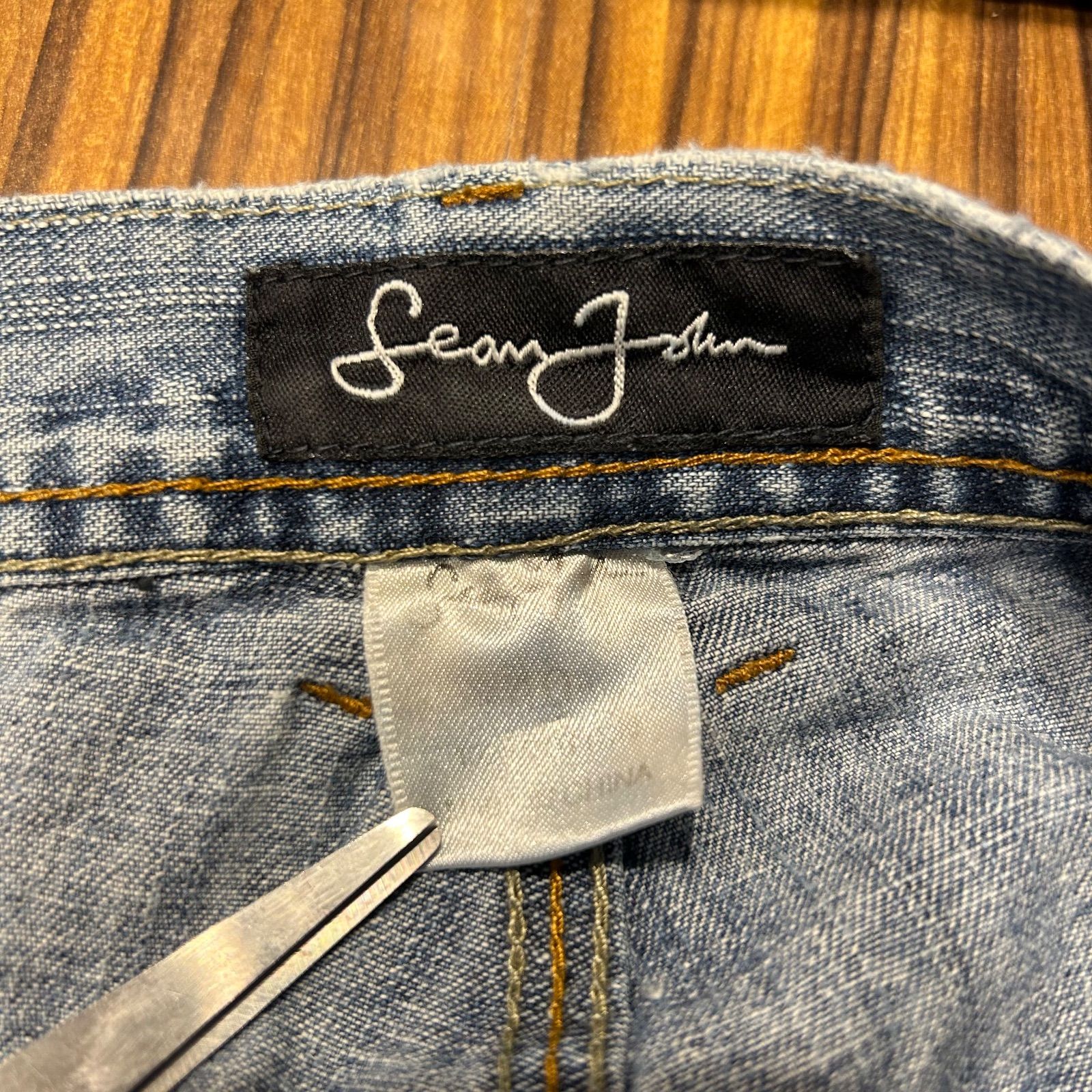 USA古着ブラックデニムパンツ　36サイズ Sean John ワイド　リペア 00s Sean John Black Denim Pants 黒 W32×L30 ショーンジョン デニム