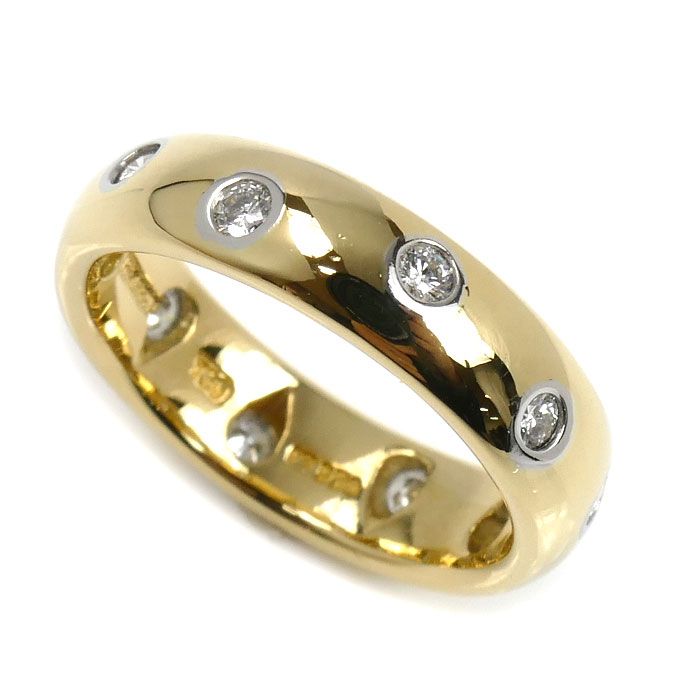 TIFFANY-Co. ティファニー K 18 YG イエローゴールド Pt 950プラチナ ドッツ ダイヤ リング 指輪 ダイヤモンド 6.5号 4.7 g レディース