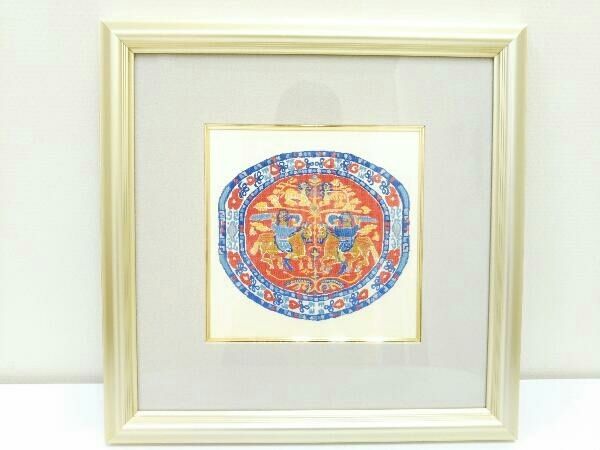 小島織物 額 コプト 騎馬人物文