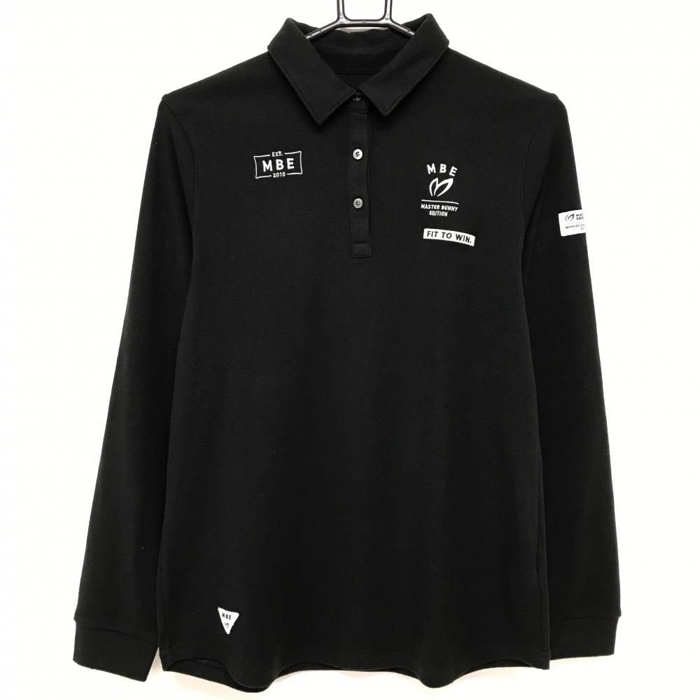 美品】マスターバニー 長袖ポロシャツ 黒 ロゴ刺しゅう レディース 2(L