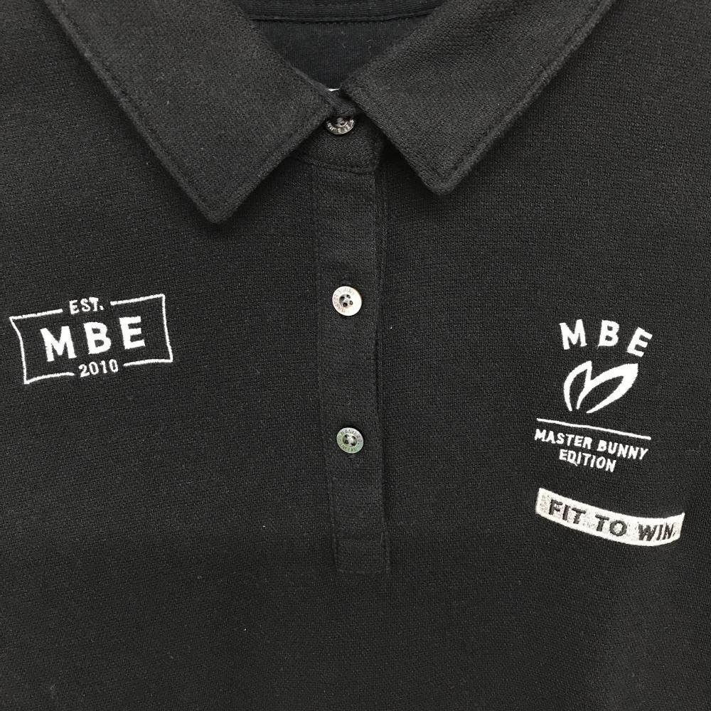 美品】マスターバニー 長袖ポロシャツ 黒 ロゴ刺しゅう レディース 2(L