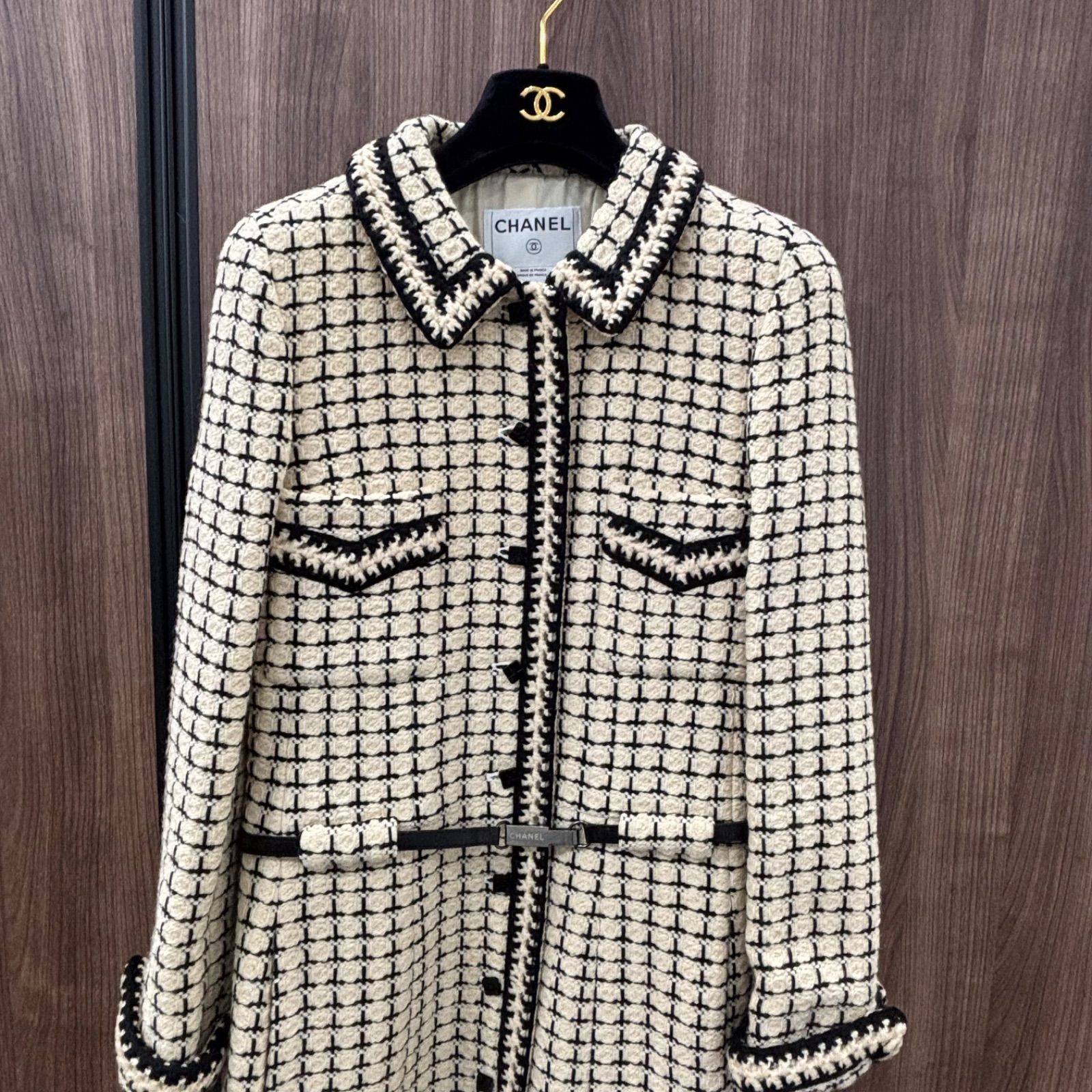 ◎【美品】CHANEL シャネル ロングコート ツイード チェック ココ