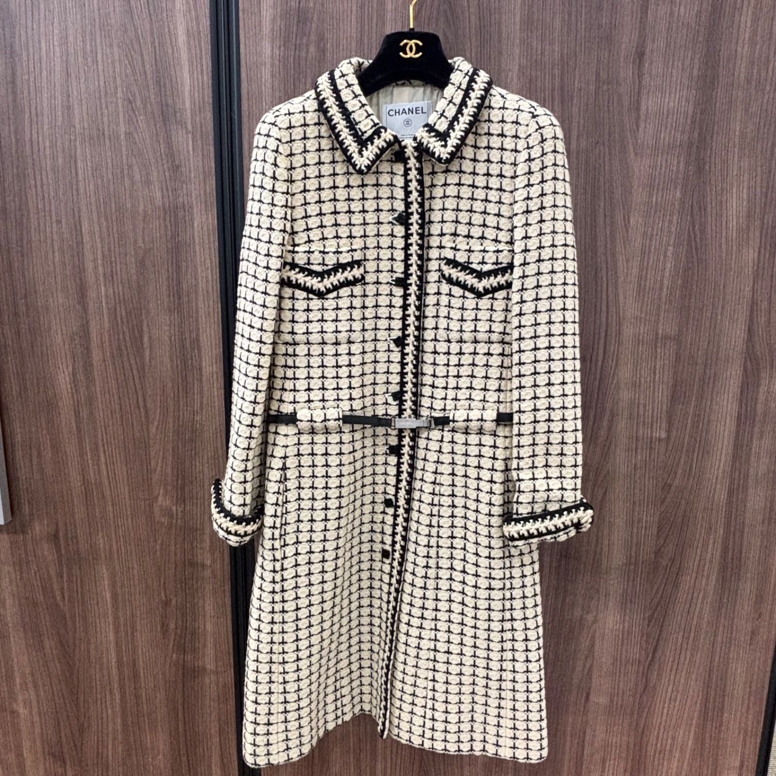◎【美品】CHANEL シャネル ロングコート ツイード チェック ココ