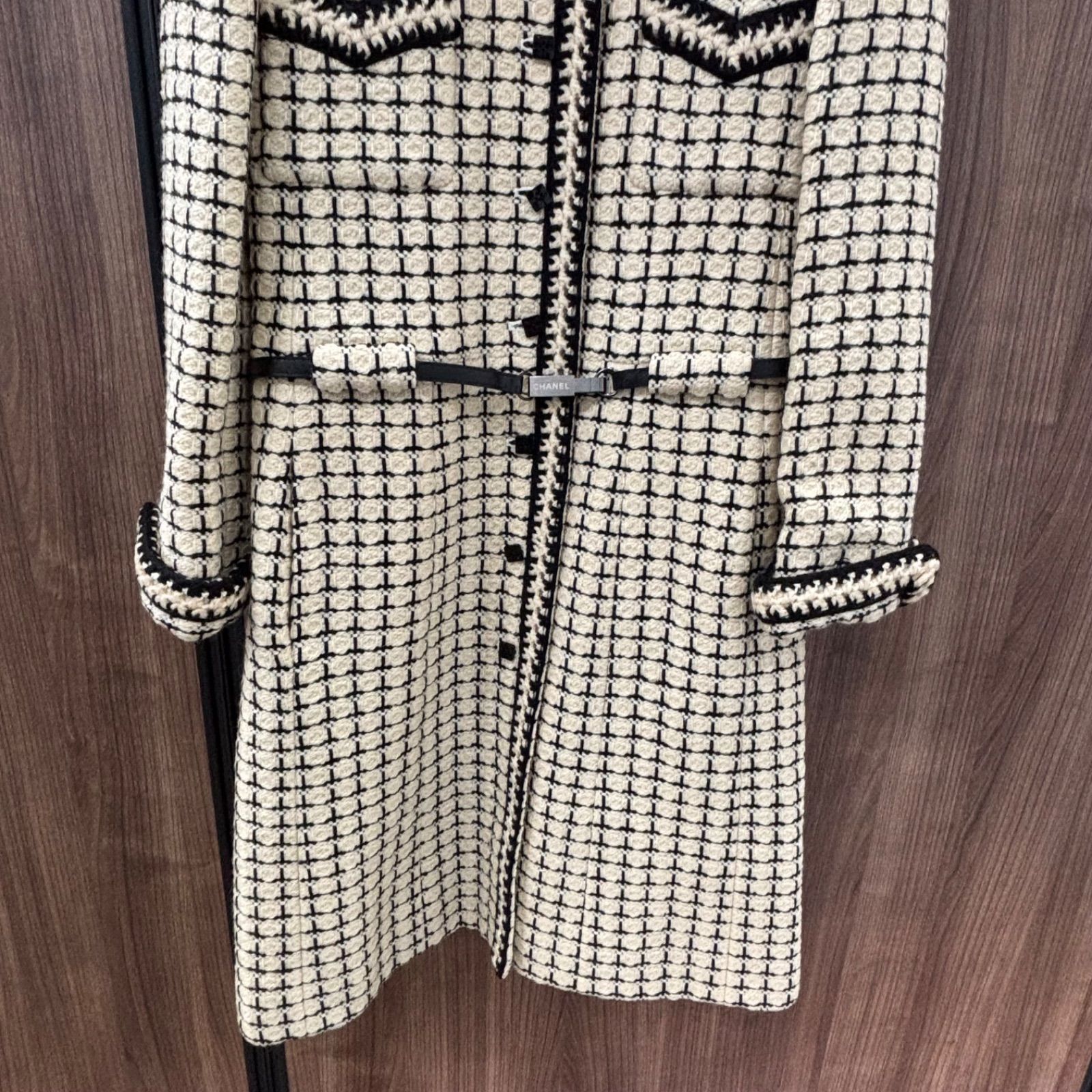 ◎【美品】CHANEL シャネル ロングコート ツイード チェック ココ