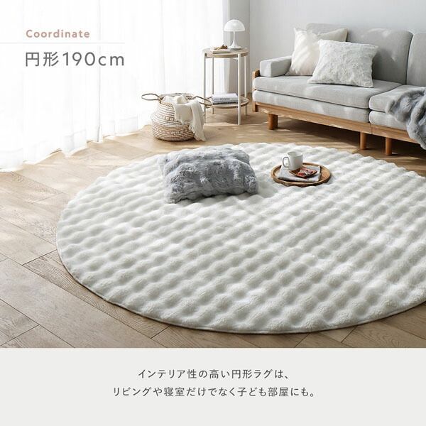 ふわもこラグ 約130×190cm アイボリー 抗菌 消臭(ペット臭) 洗えるラグ