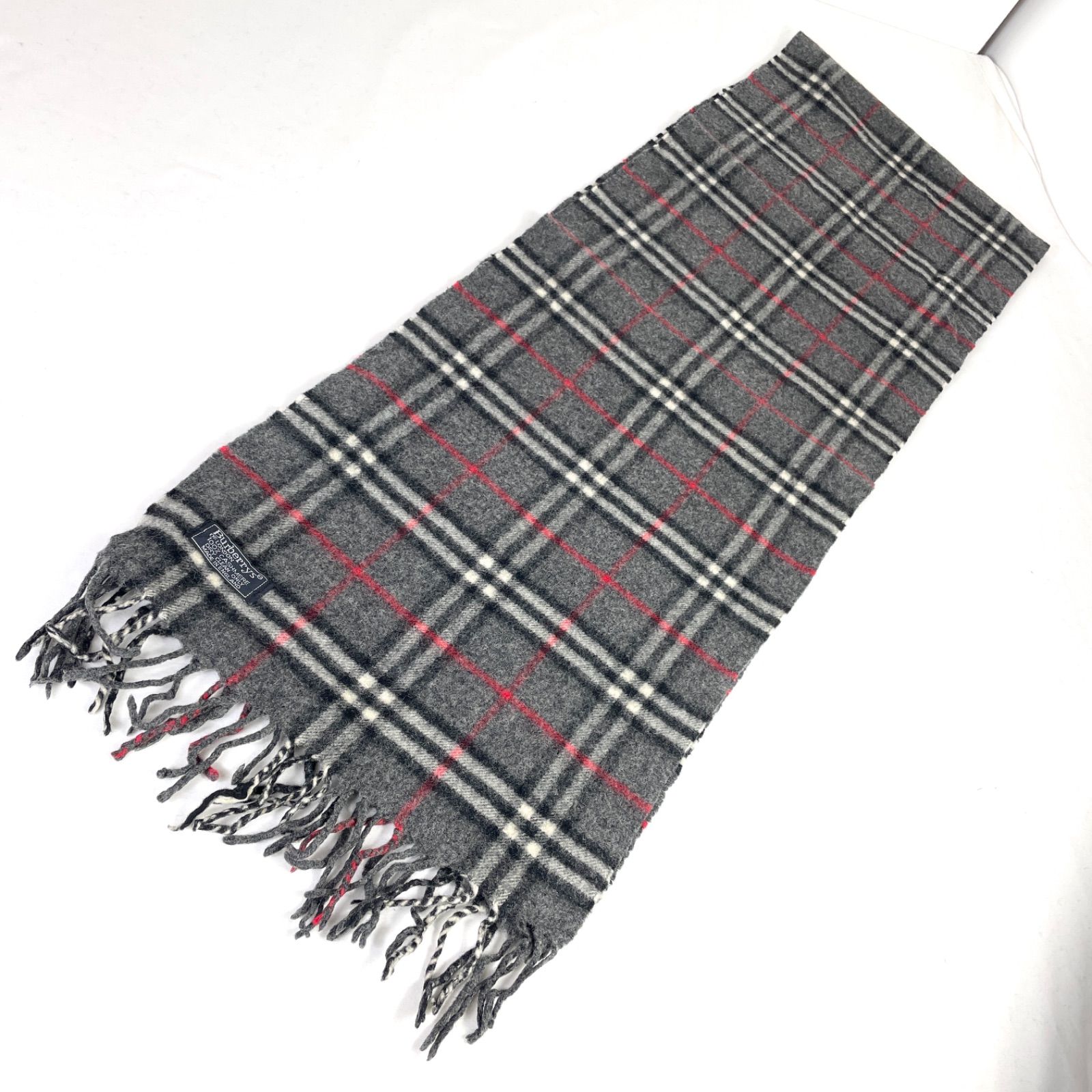 t2156 バーバリー マフラー チェック カシミア100% イングランド製