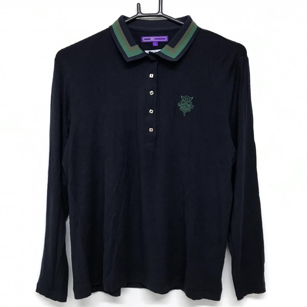 BEAMS GOLF 長袖ポロシャツ ネイビー　新品Ｌサイズ ビームスゴルフ 長袖ポロシャツ ネイビー 襟ライン レディース L