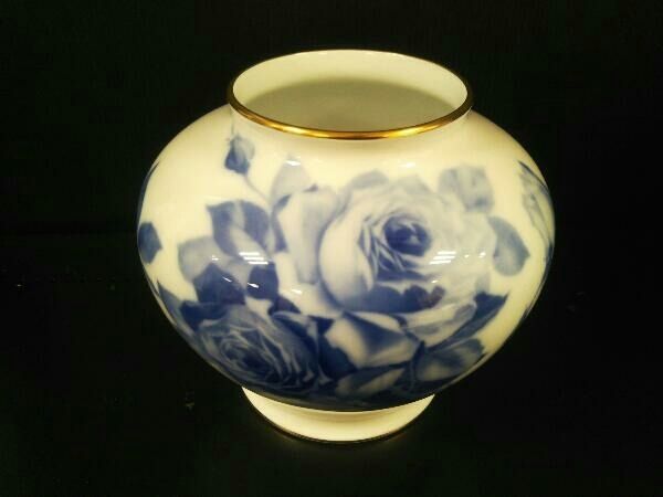 大倉陶園 花生 ブルーローズ 高さ20 cm