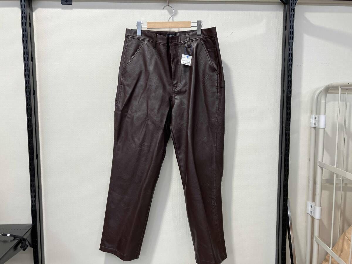 HUF ハフ PAINTER PANT プラントライフペインターパンツ size 34 フェイクレザー ブラウン エンボス加工 メンズ