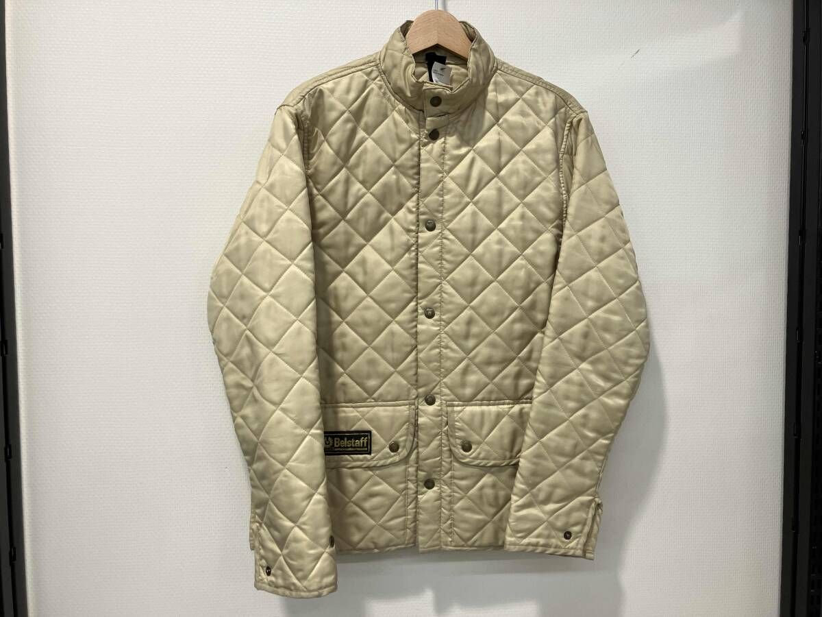 Belstaff ベルスタッフ キルティングジャケット S ベージュ made in Italy イタリア製 ライナー 汚れ有り 古着 メンズ アウター