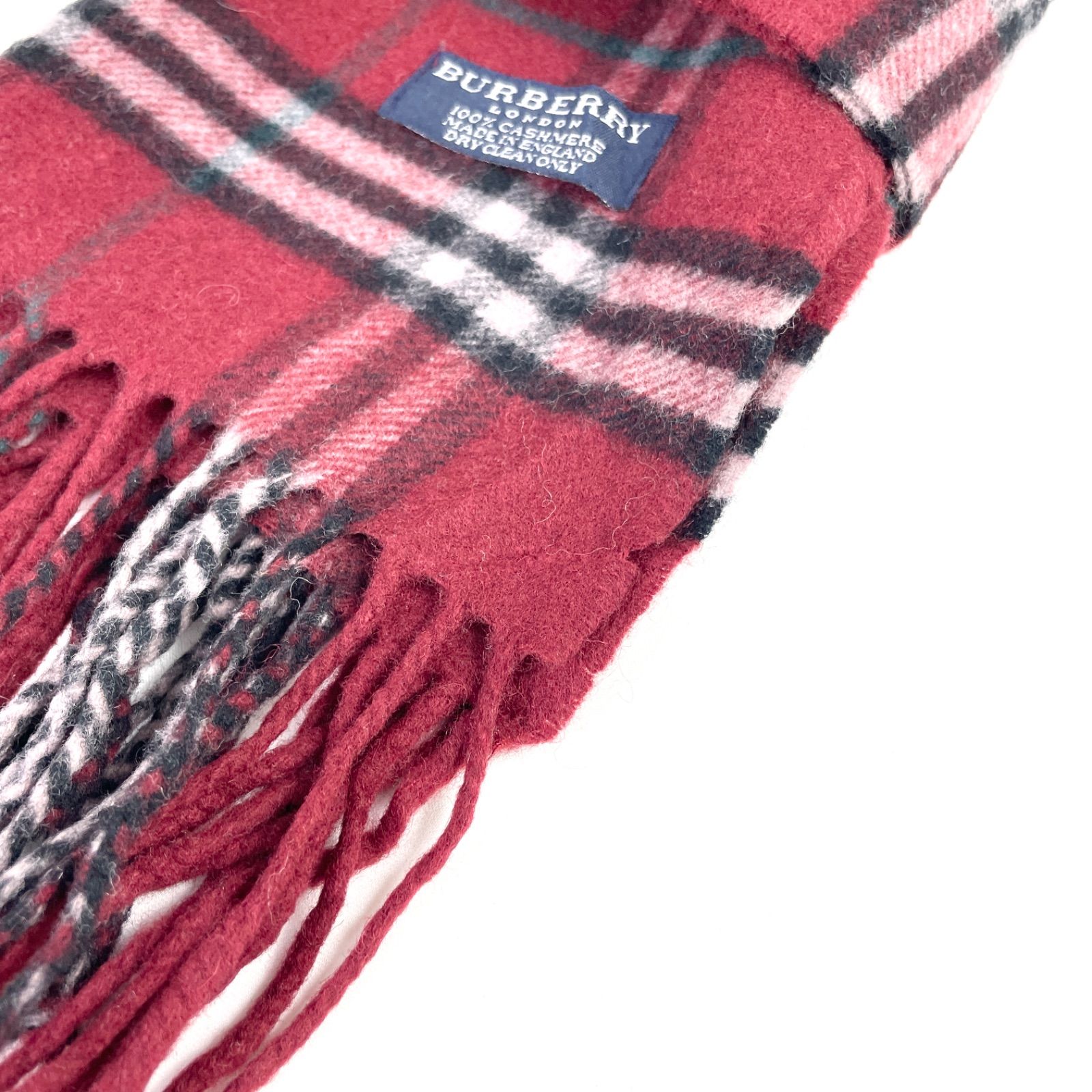 バーバリーロンドン　マフラー　カシミヤ100% レッド　ノバチェック　レディース BURBERRY バーバリー マフラー ノバチェック レッド系 カシミヤ100