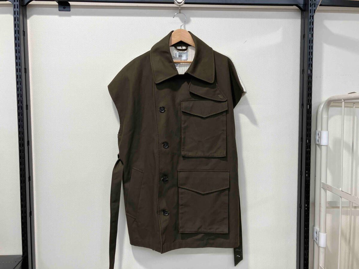 no ナンバー BACK KNIT TRENCH VEST バックニットトレンチベスト Free 21 FW VT 01 カーキ 綿 コットン 毛 ウール メンズ