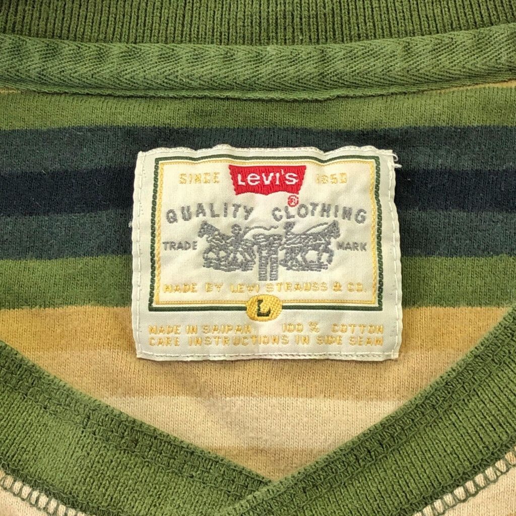 90年代 Levi's リーバイス ヘンリーネック 長袖Tシャツ ボーダー