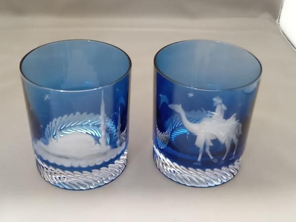 カガミクリスタル謹製 色被せペアフリーグラス オリエント オリエントの曙 平山郁夫 ＃2935 シリアルNo.05-045 100