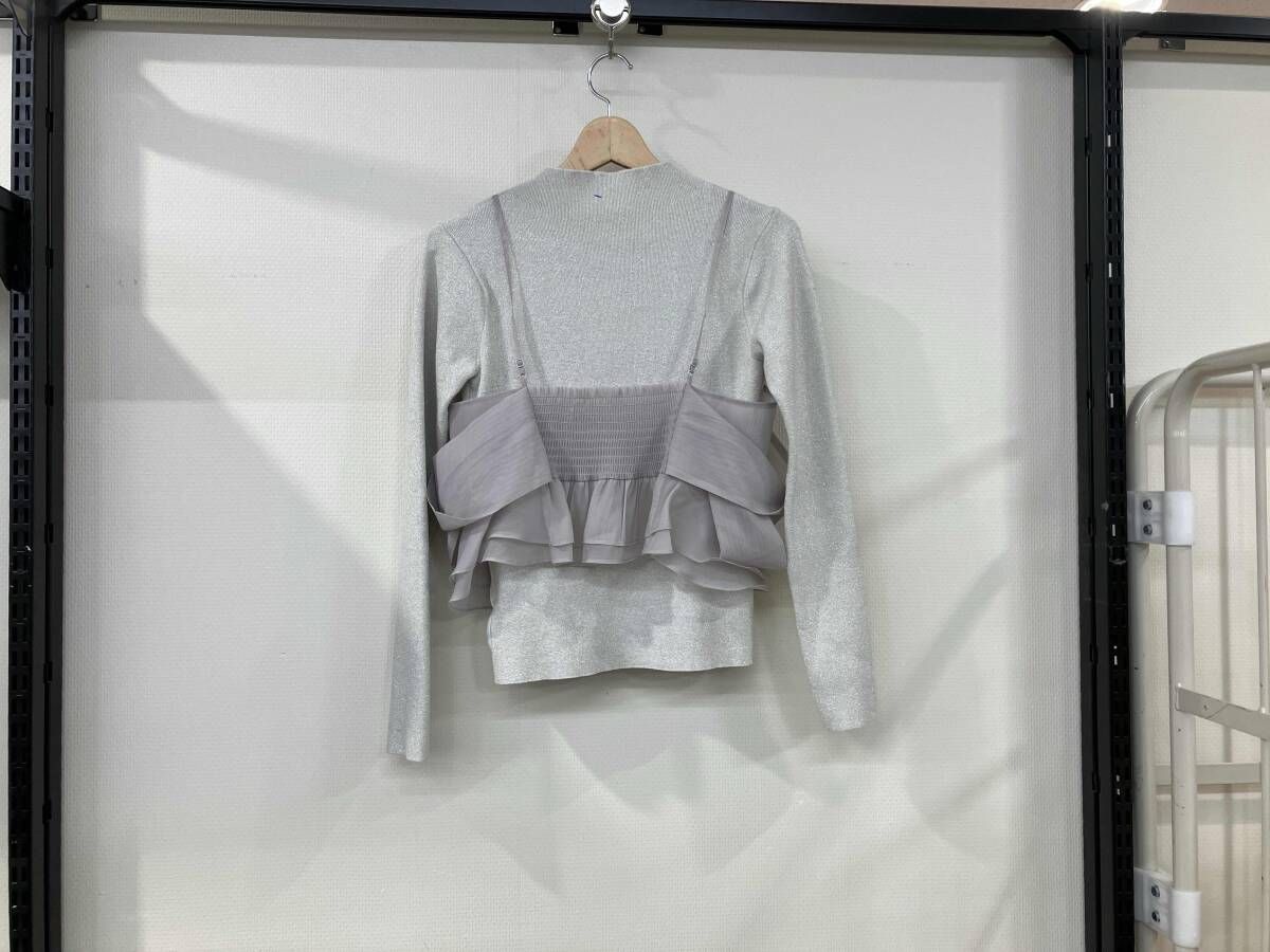 CELFORD セルフォード リボンモチーフセットプルオーバー 長袖ニット フリーサイズ silver シルバー ラメ レディース