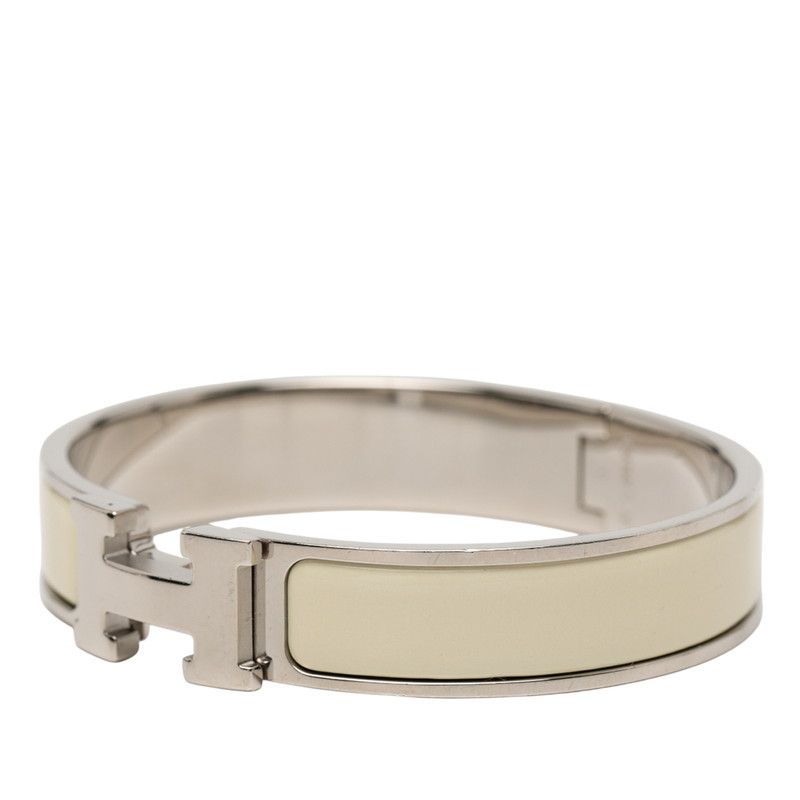 エルメス クリックH PM シルバー アイボリー メタル エナメル レディース HERMES 214-44869