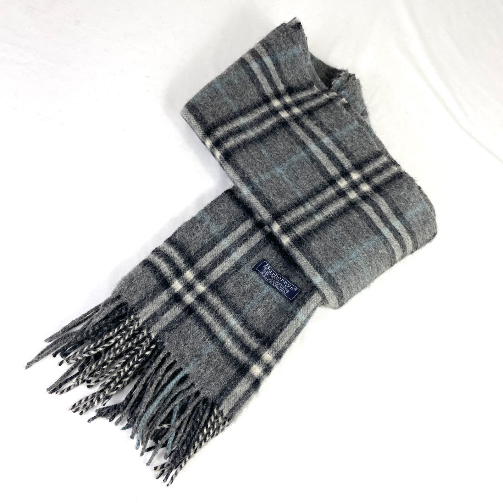 t2159 バーバリー マフラー チェック カシミア100% イングランド製