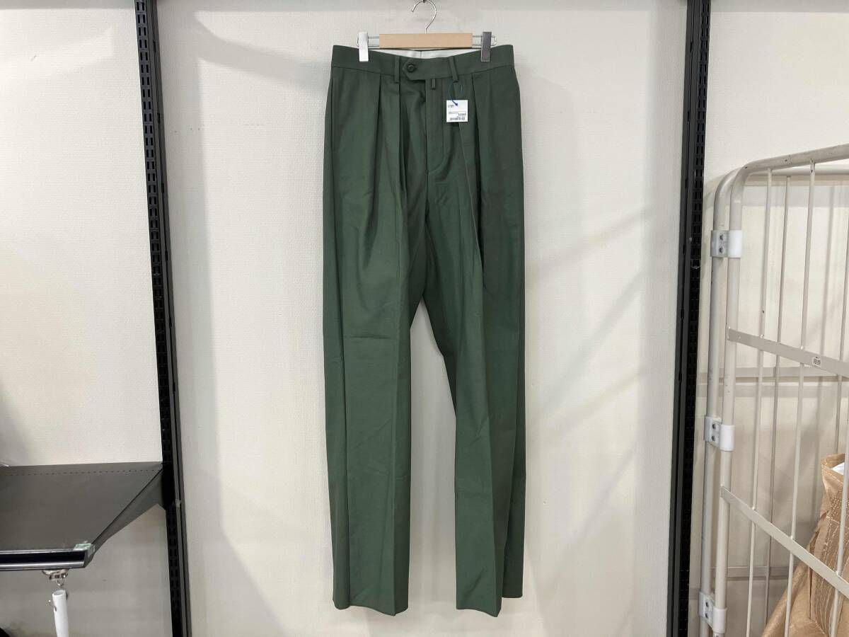 NEAT ニート 80 s US LAUNDRY WIDE スラックス ロングパンツ size 46 22-01 ULW オリーブ グリーン 綿 コットン メンズ