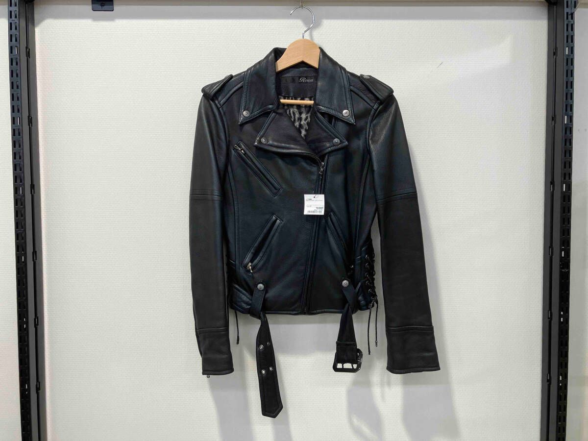 Roen ロエン ダブルライダースジャケット レザージャケット size:36 黒