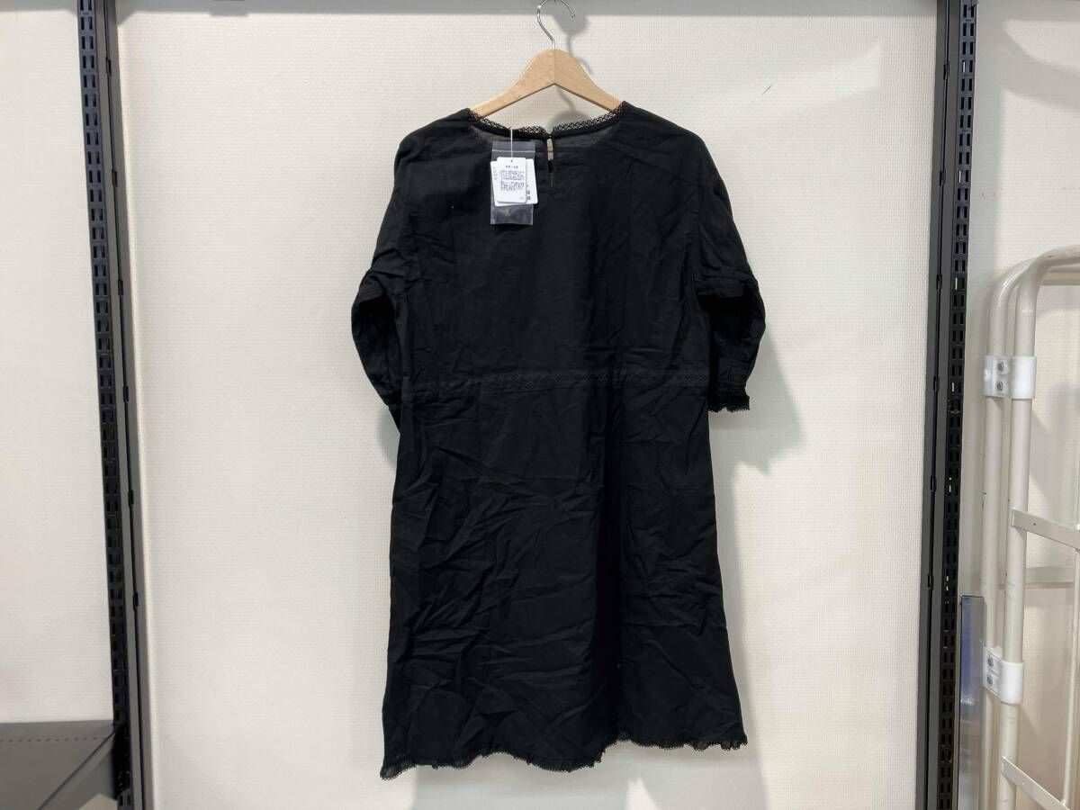 PINK HOUSE ピンクハウス シロツメ草とレンゲ草刺繍入りチュニックブラウス ワンピース 黒 ブラック レディース