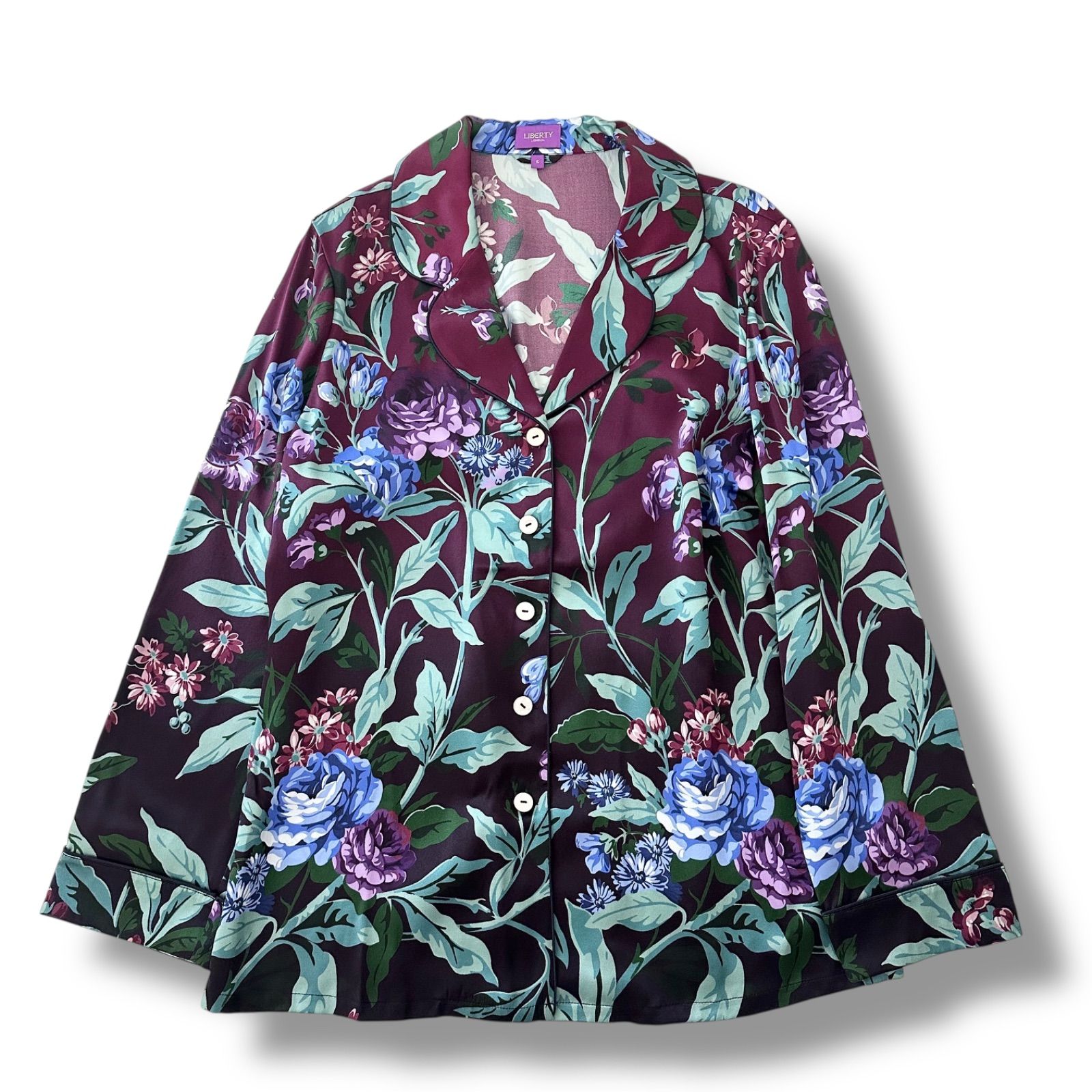 Liberty LONDON リバティ ロンドン DESERT ROSE SILK シルク ルームウェア パジャマ 3点セット ガウン シャツ パンツ