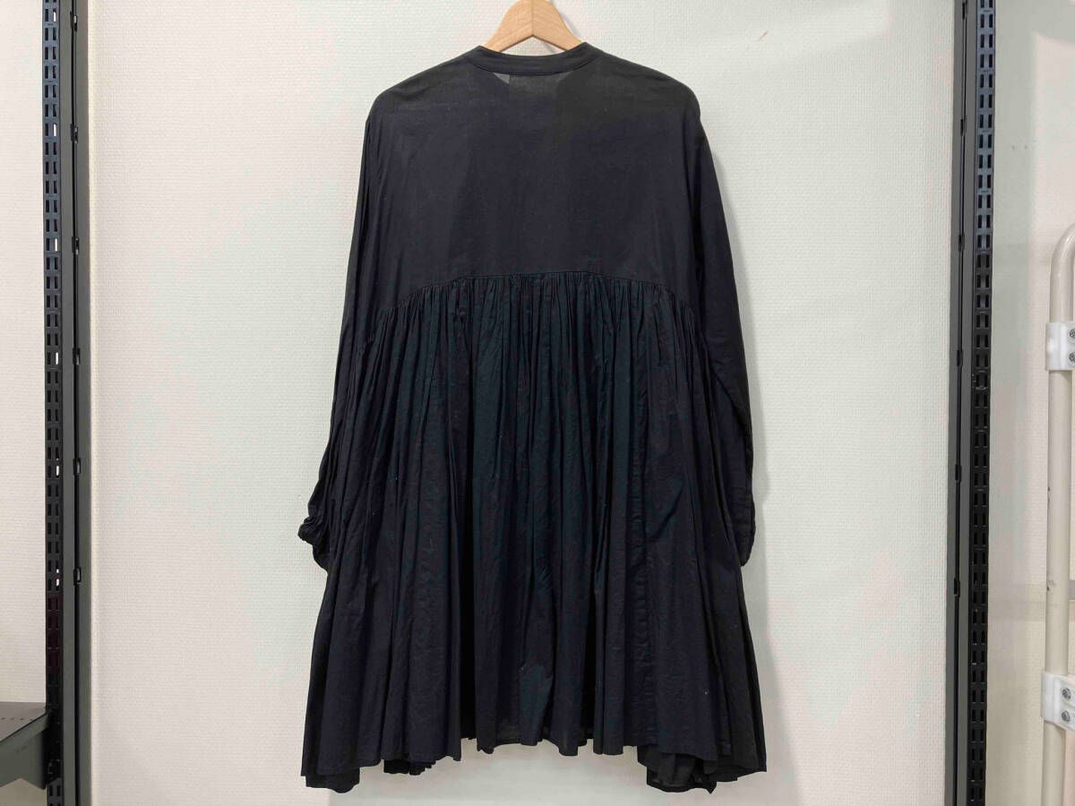 ビアズリー ギャザーチュニックブラウス 長袖ブラウス ブラック コットン サイズF