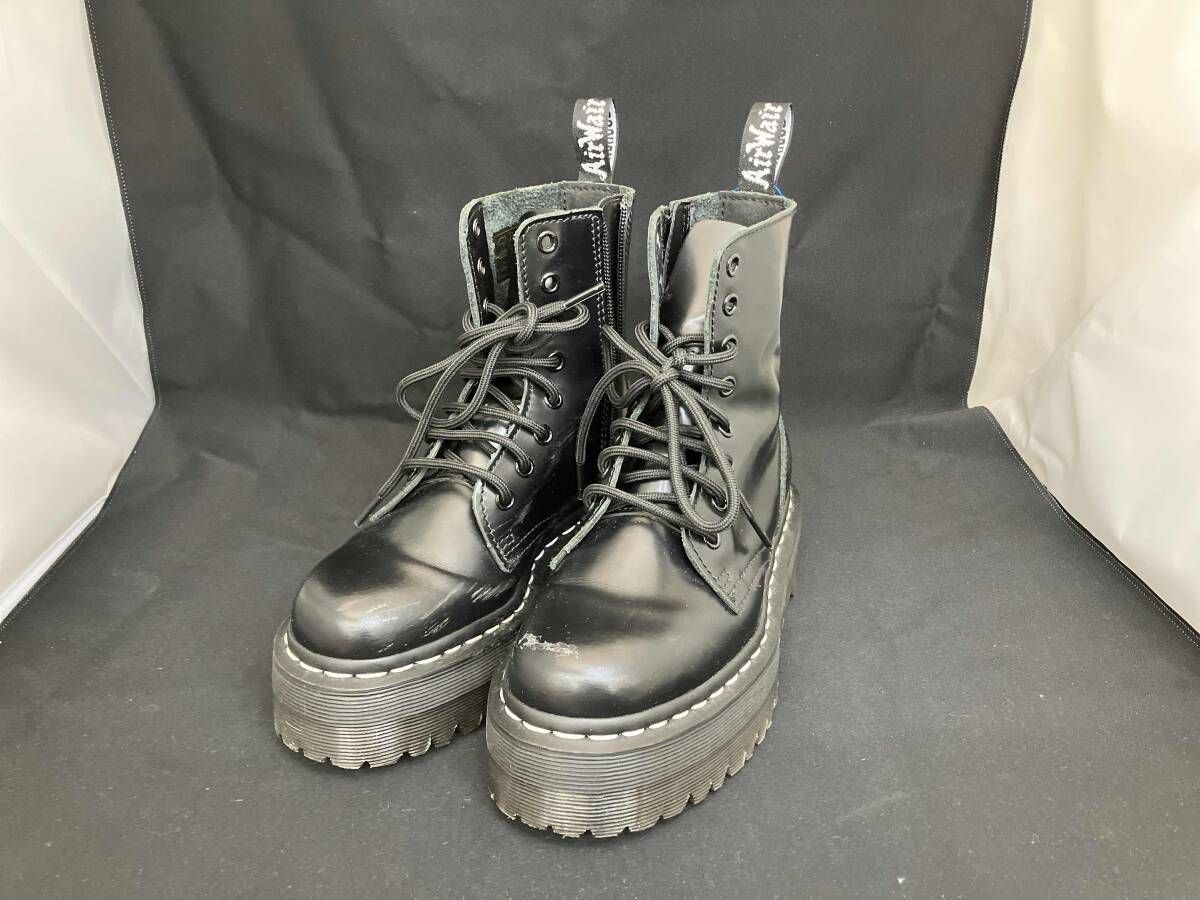 Dr.Martin ドクターマーチン レディース ブーツ ブラック レザー 厚底 JADON ホワイトステッチ 8ホールブーツ サイズUK 3 22.5 cm