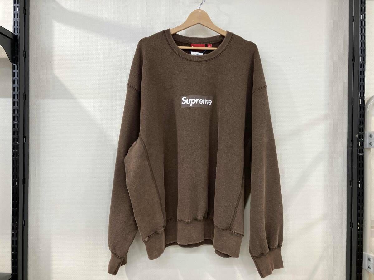 Supreme シュプリーム Washed Box Logo スウェット サイズXXL 茶 ブラウン メンズ ウォッシュド加工 裏起毛 クルーネック