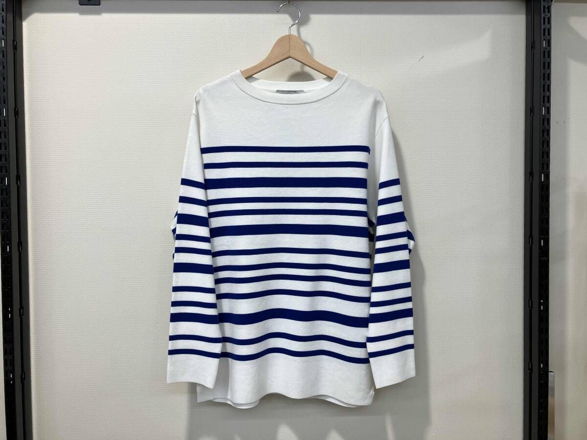 トゥモローランド メンズ 長袖Tシャツ スビンコットン ニットバスクシャツ ホワイト ブルーボーダー 63-02-41-02011 サイズM