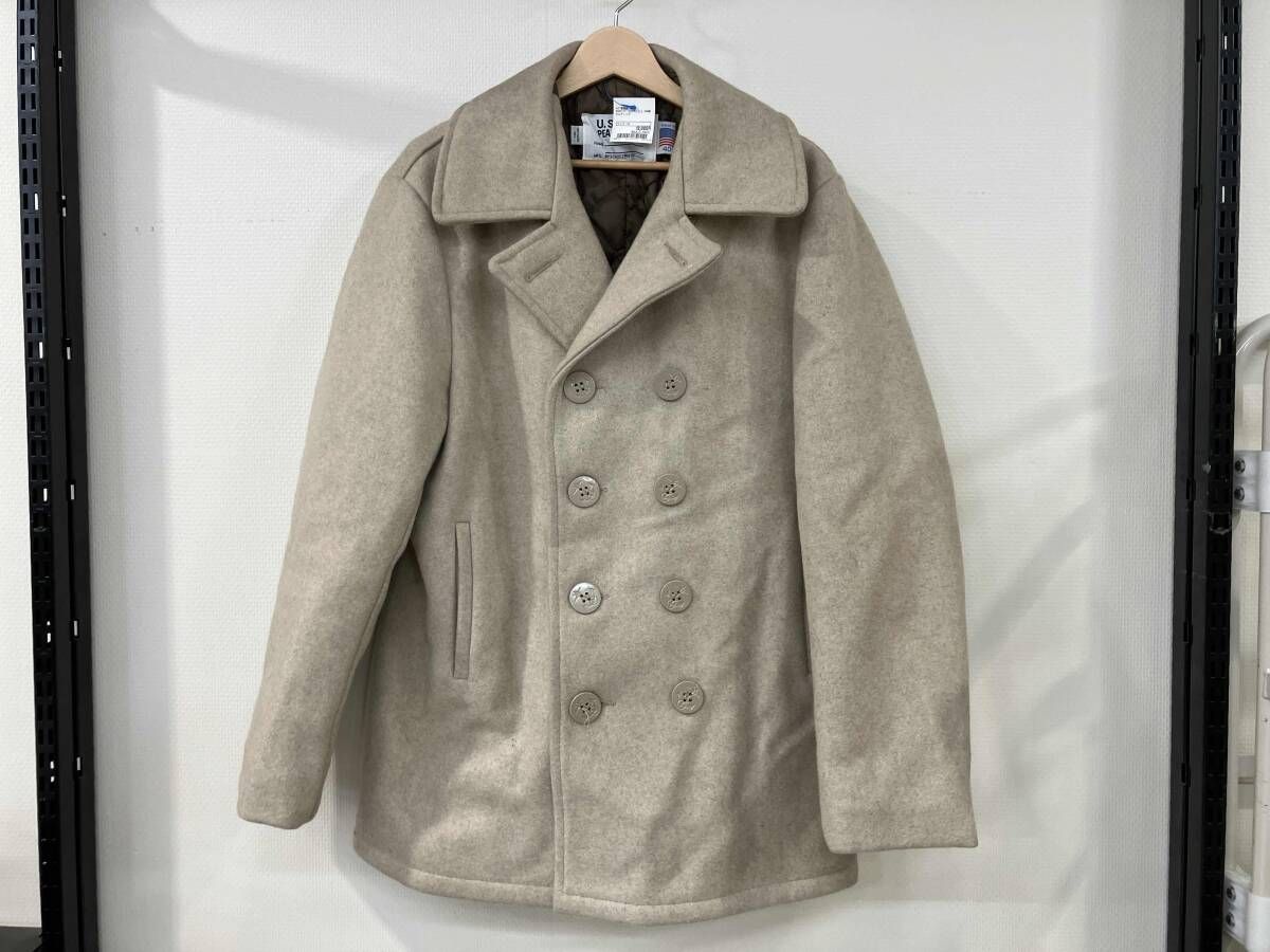 SCHOTT ショット メンズ コート ピーコート U S 740 N PEA COAT ベージュ ウール アメリカ製 サイズ40