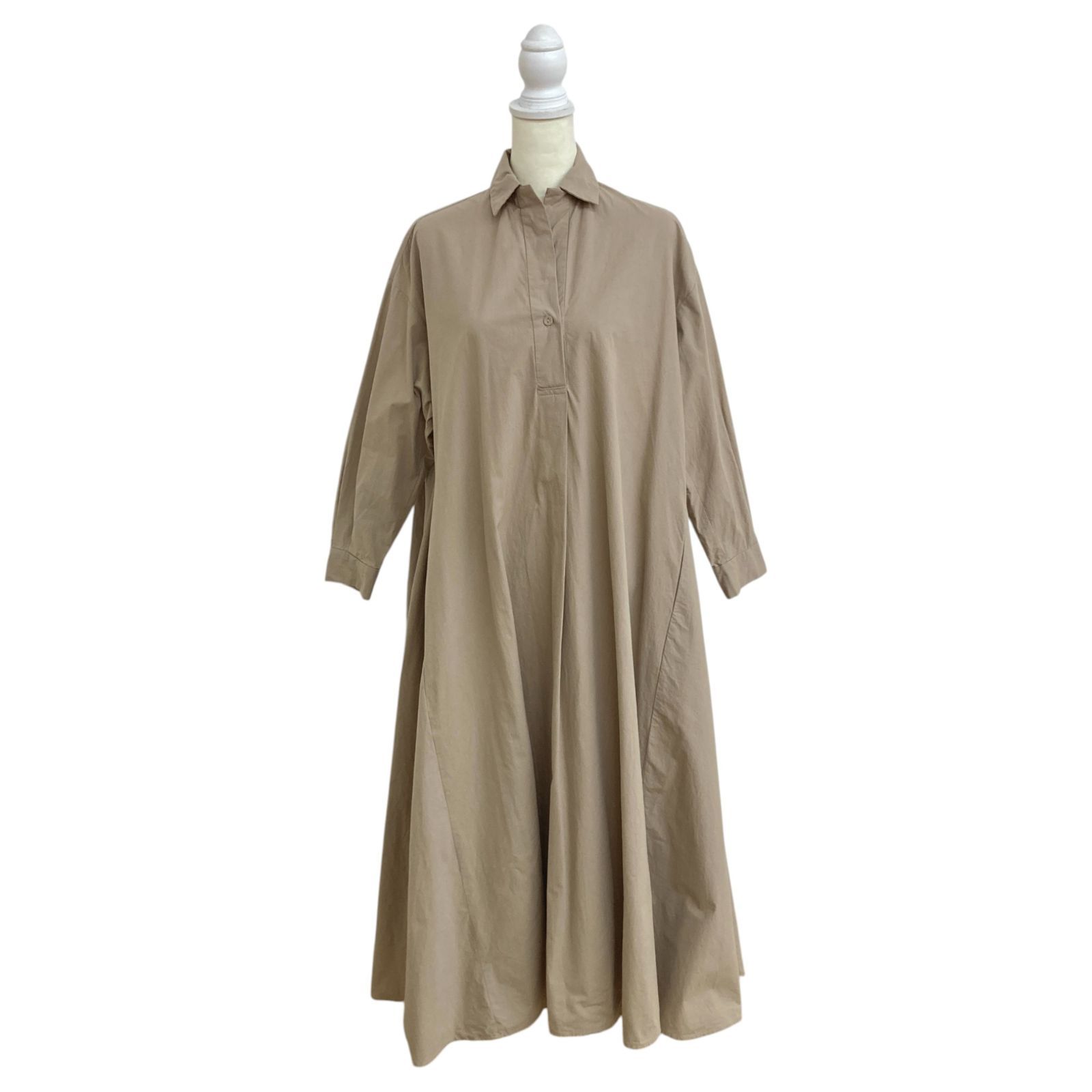 patterntorso 茶 長袖 シャツワンピース SIZE