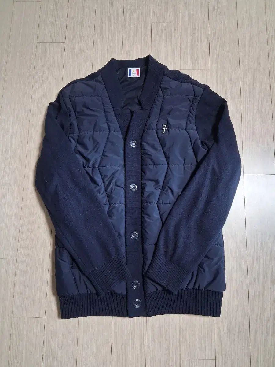 カステルバジャック 防風 キルティング ニット カーディガン ネイビー