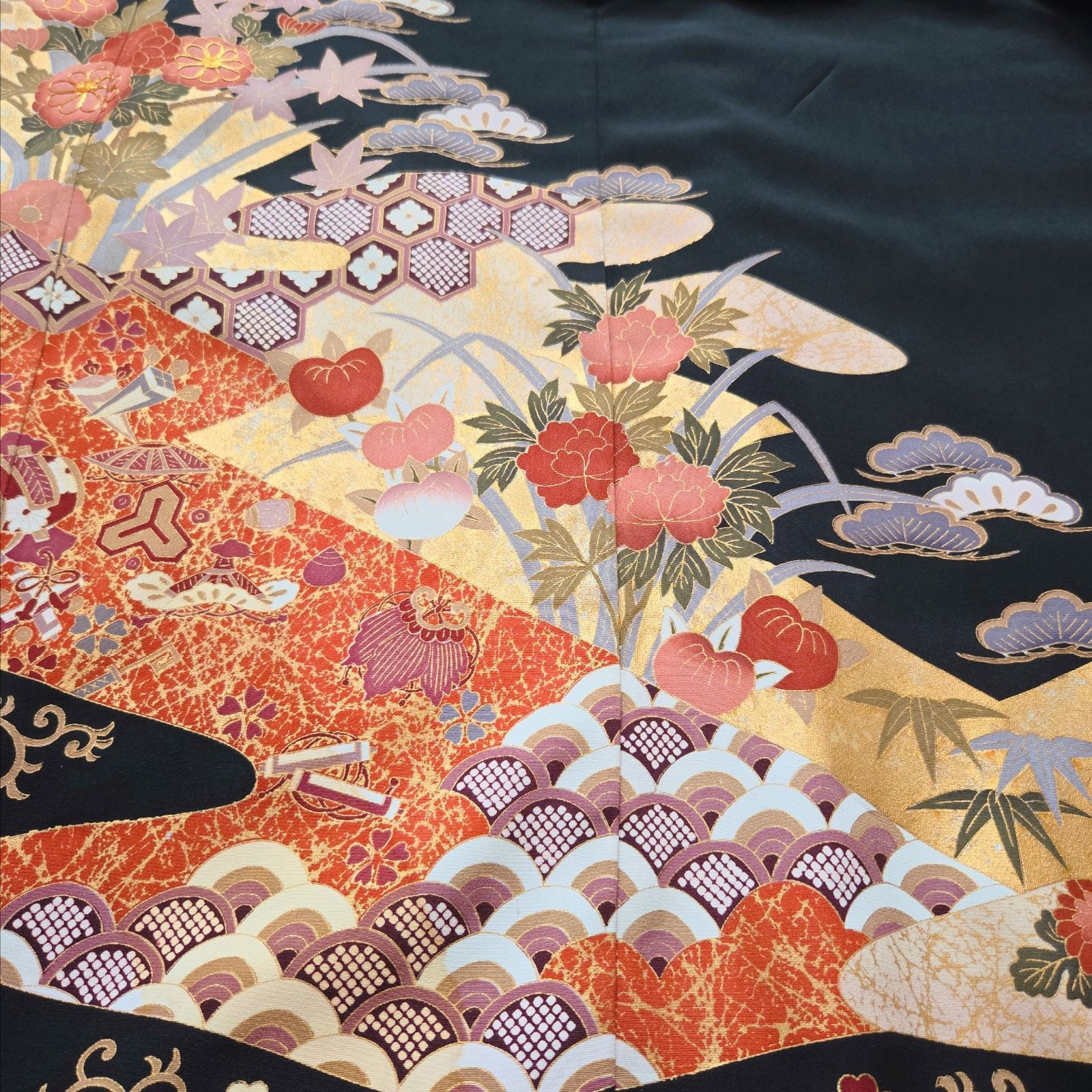 ❦Kaena❦ 着物リメイク セットアップ ロング ワンピース ペプラム