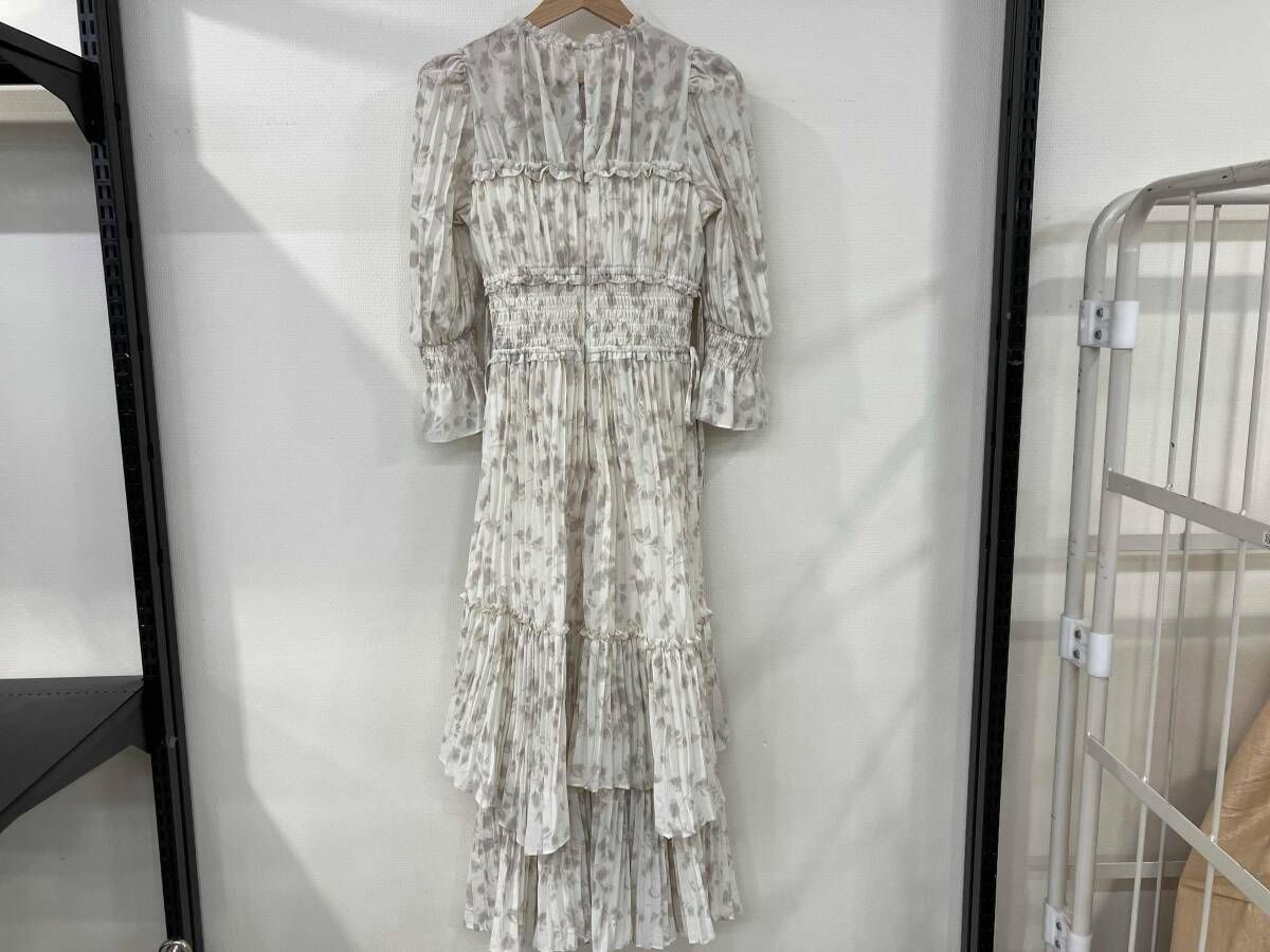 snidel スナイデル ワッシャープリーツワンピース ロング 長袖 花柄 サイズ0 ポリエステル 中国製 China