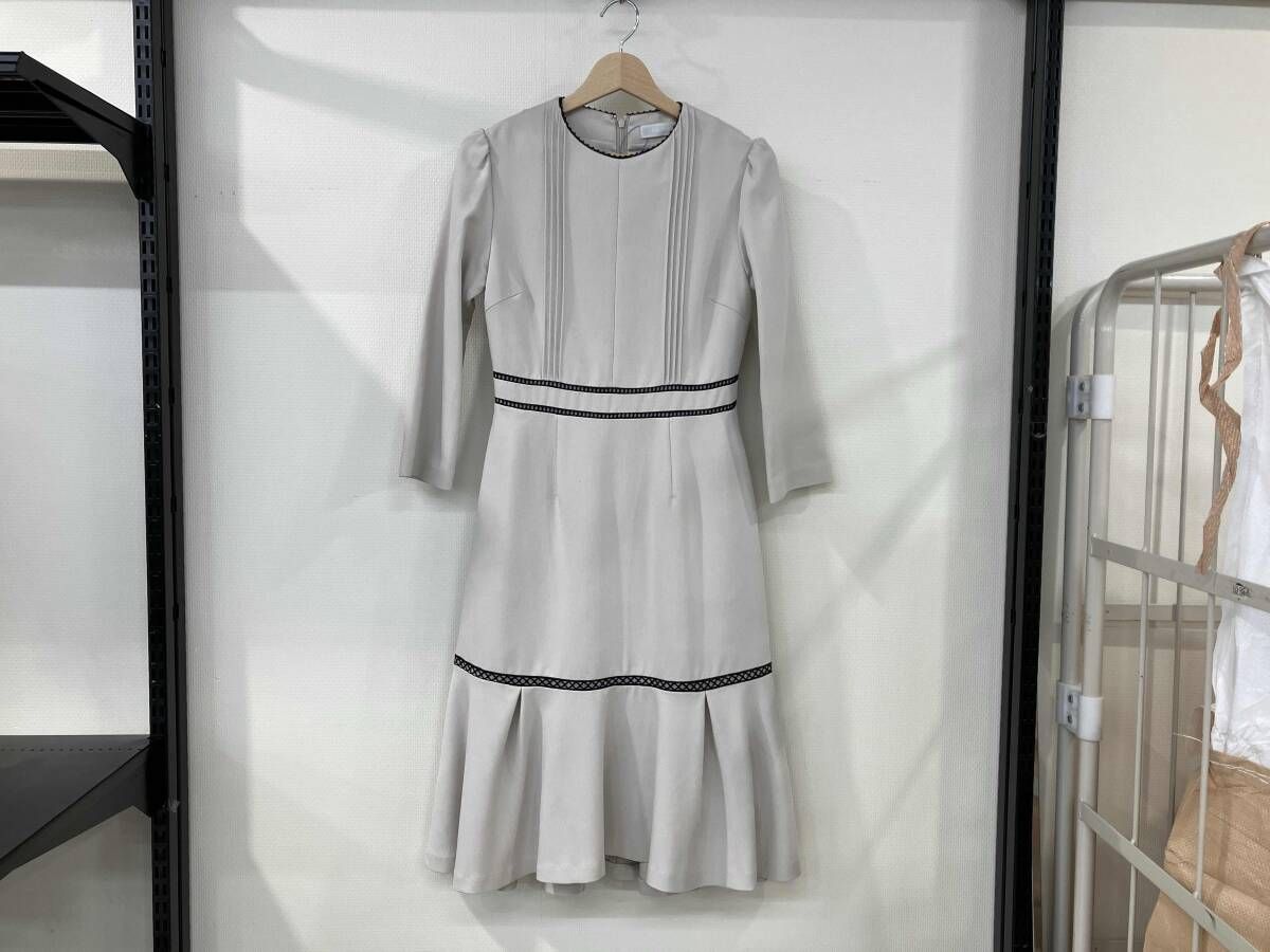 CELFORD セルフォード レース切り替えワンピース 長袖ワンピース 七分袖 サイズ36 ベージュ レディース 石原さとみ