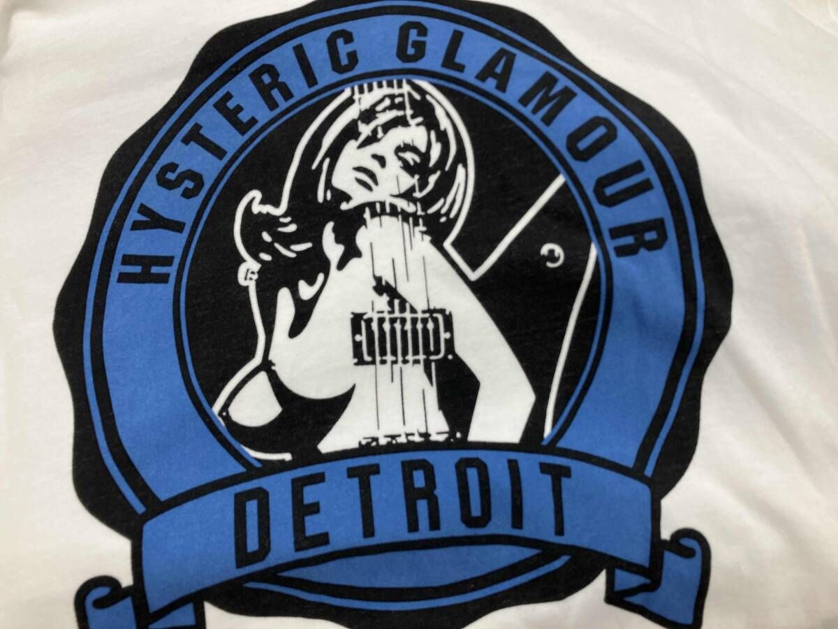 HYSTERIC GLAMOUR ヒステリックグラマー GUITAR GIRL DETROIT 半袖ワンピース チュニック サイズフリー 白 ホワイト 綿 コットン