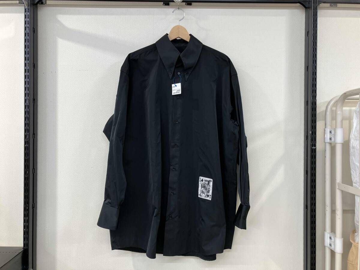 MM 6 Maison Margiela メゾンマルジェラ 長袖シャツ サイズ46 黒 ブラック ポリエステル メンズ ボタンダウン イタリア製