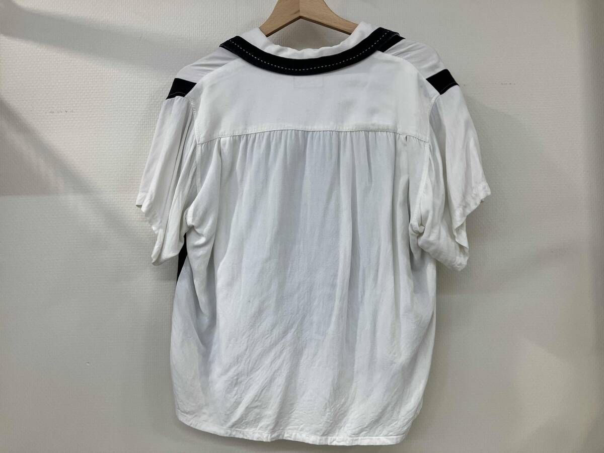 ペパーミント ロカビリー テールカット シングルステッチ フロントボタン 半袖シャツ 白 ホワイト ストライプ 90 s