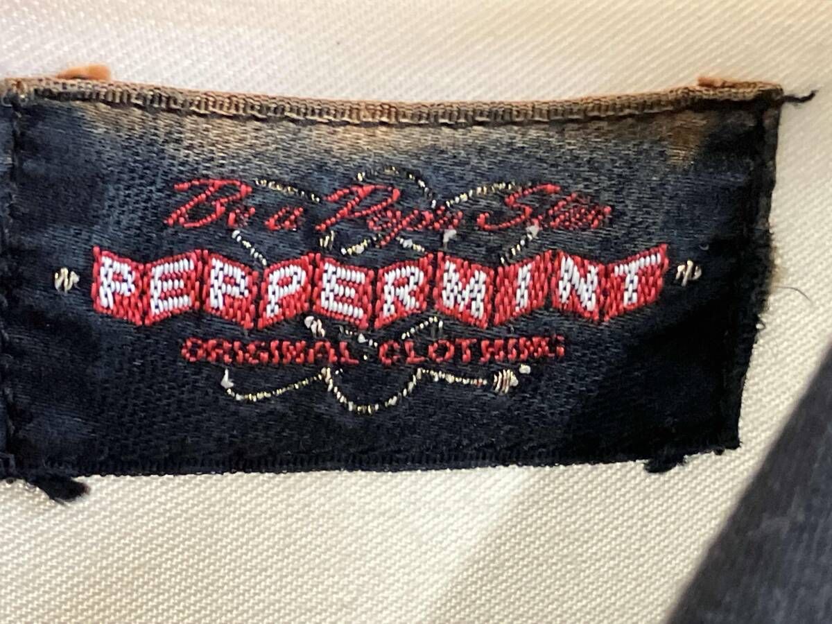  ペパーミント ロカビリー テールカット シングルステッチ フロントボタン 半袖シャツ 白 ホワイト ストライプ 90 s その他 小物