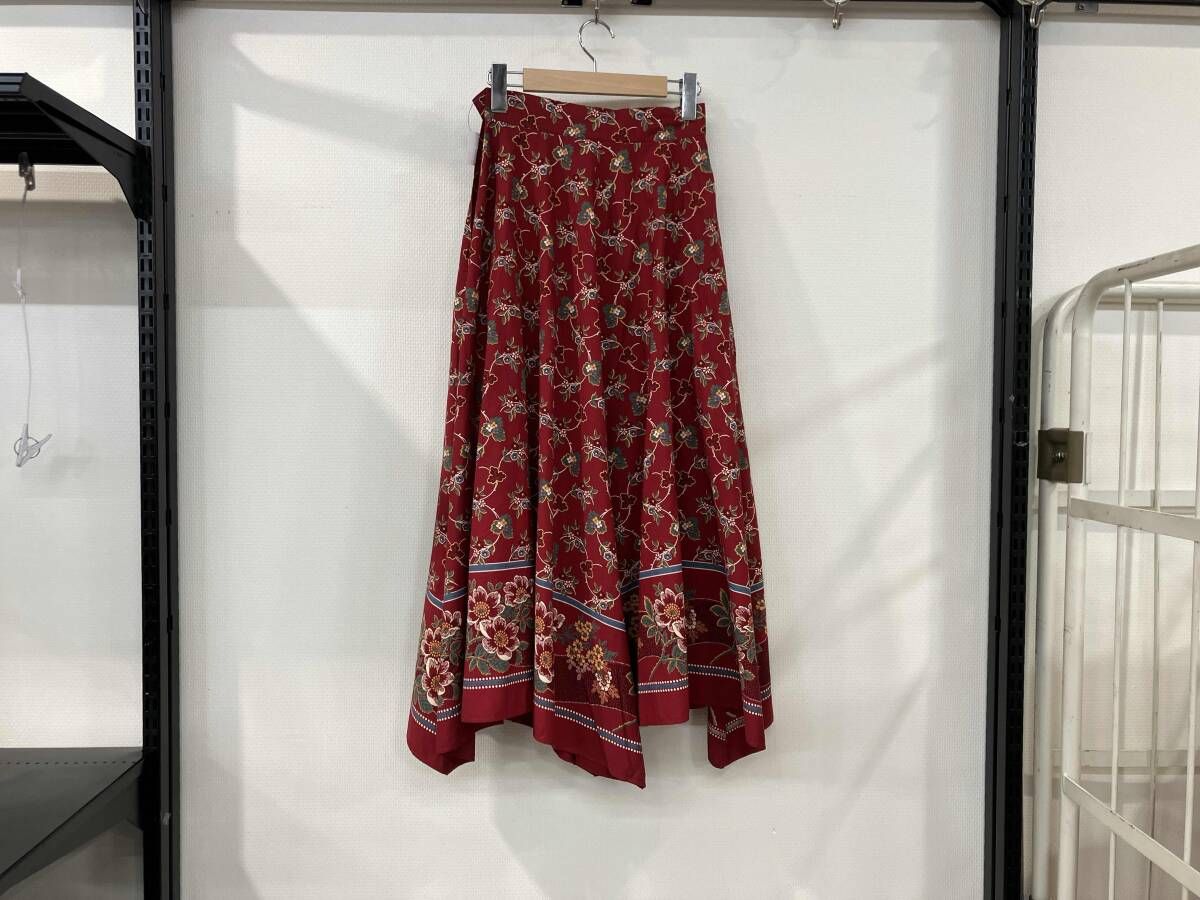 RALPH LAUREN COUNTRY ラルフローレンカントリー バンダナ柄ペプラムスカート サイズ7 赤 レッド 総柄 コットン 90 s ヴィンテージ