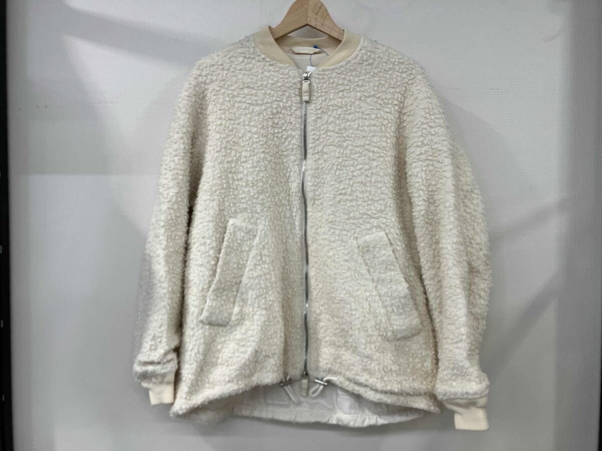 unfil アンフィル ウールボアボンバージャケット ジップアップ サイズ0 ホワイト ウール コットン キュプラ WWFL-UW 132
