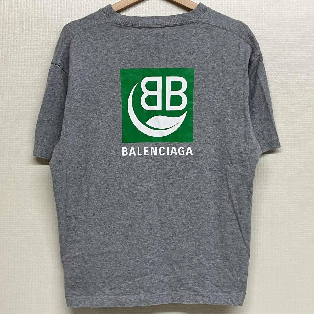 バレンシアガ 594579 バック BBロゴプリント 半袖Tシャツ サイズXS