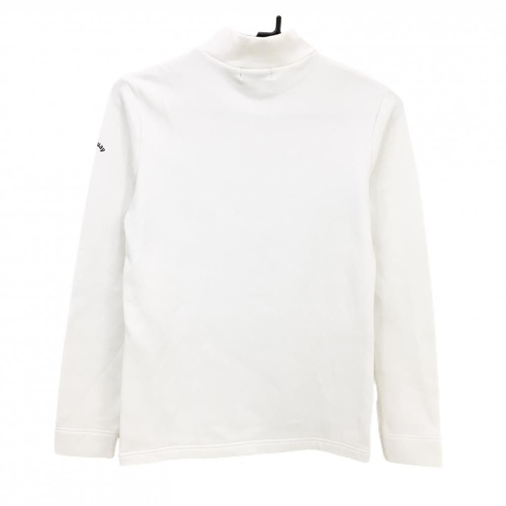 キャロウェイ　ゴルフウェア　長袖　白　 L L キャロウェイ 長袖ハイネックシャツ 白×黒 フロントロゴ 裏微起毛