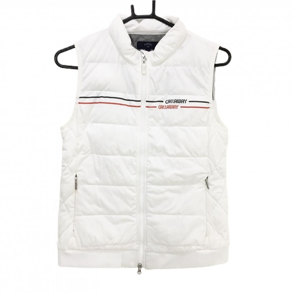 キャロウェイ 中綿ベスト 白×レッド 胸ロゴライン レディース M ゴルフ